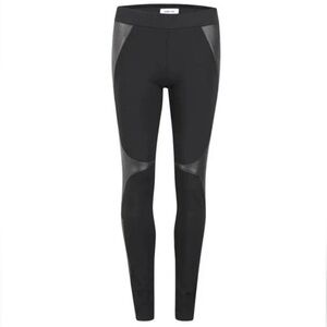 Helmut Lang Bondage Jersey Leather Paneled Stretch Slim Leggings Size 8
